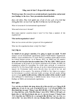 Tiếng Anh 10 Unit 7: Project - Kết Nối Tri Thức