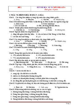 TOP 10 đề thi HK2 môn Địa lớp 6 (có đáp án)