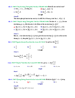 Trắc nghiệm giới hạn có giải chi tiết trong các đề thi thử Toán 2018
