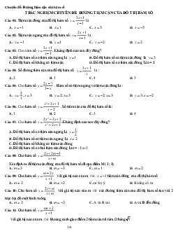 Câu hỏi trắc nghiệm Toán 12 Bài 4: Đường tiệm cận của hàm số