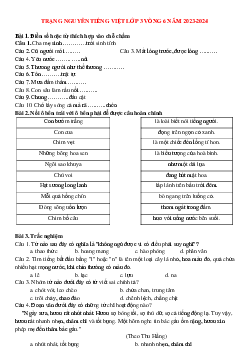 Đề thi Trạng nguyên Tiếng Việt lớp 3 năm 2023 - 2024 Vòng thi Hương