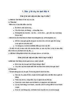 Tả cây ăn quả lớp 4 Hay Chọn Lọc | Tập làm văn lớp 4