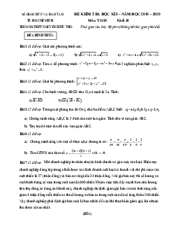 Đề thi học kì 1 Toán 10 năm 2019 – 2020 trường THPT Nguyễn Hữu Thọ – TP HCM