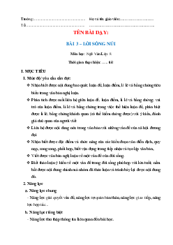 Giáo án Ngữ văn 8 Kết nối tri thức bài 3 Lời sống núi