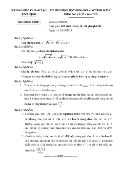 Đề chọn đội tuyển dự thi HSG Quốc gia 2020 môn Toán sở GD&ĐT Bắc Ninh