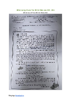 Đề thi tuyển sinh vào 10 môn Ngữ Văn Sở GD&ĐT Hồ Chí Minh năm 2024 - 2025