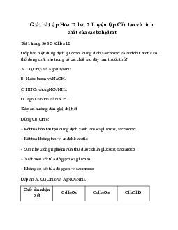 Giải Hóa 12 bài 7: Luyện tập Cấu tạo và tính chất của cacbohiđrat