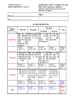 Đề kiểm tra 1 tiết Giải tích 12 chương 3 năm 2017 – 2018 trường Phan Văn Đạt – Long An