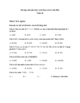 Phiếu bài tập cuối tuần lớp 3 - Tuần 20 (nâng cao) | Cánh Diều