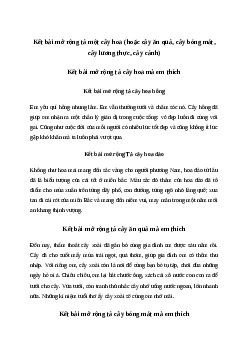 Kết bài mở rộng tả một cây hoa (hoặc cây ăn quả, cây bóng mát, cây lương thực, cây cảnh) | Văn mẫu Tiếng việt 10| Cánh diều