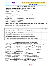 Đề Ôn Tập HK1 Anh 8 Global 2025-2026 Có Đáp Án File Nghe-Đề 10