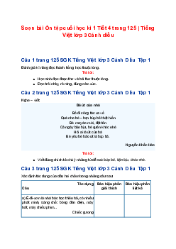 Soạn bài Ôn tập cuối học kì 1 Tiết 4 trang 125 | Tiếng Việt lớp 3 Cánh diều
