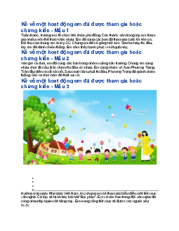 Viết đoạn văn kể về một hoạt động em đã được tham gia hoặc chứng kiến - Tập làm văn lớp 3 Cánh diều