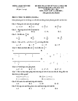 Đề giữa kỳ 1 Toán 7 (Cánh Diều) năm 2022 – 2023 phòng GD&ĐT Yên Thế – Bắc Giang