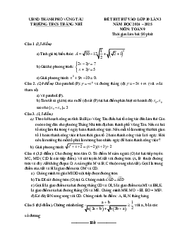 Đề thi thử Toán vào lớp 10 lần 3 năm 2024 – 2025 trường THCS Thắng Nhì – BR VT