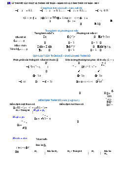 Bảng số và các công thức cơ bản môn Xác suất thống kê | Đại học Kinh tế Quốc dân
