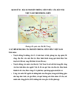 Lịch sử 10 bài 28: Truyền thống yêu nước của dân tộc Việt Nam thời phong kiến