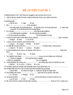 Đề luyện tập thi chuyên Tiếng Anh số 3