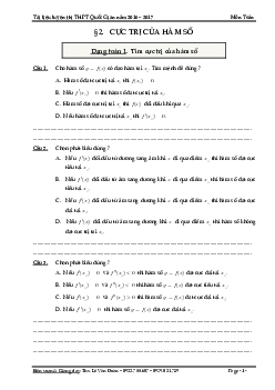 200 bài trắc nghiệm cực trị của hàm số – Lê Văn Đoàn Toán 12