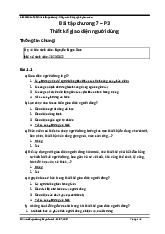 Bài Tập Chương 7 Thiết Kế Giao Diện Người Dùng | Môn Kỹ thuật phần mềm - Đại học Bách Khoa Hà Nội