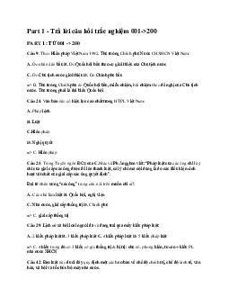 Câu hỏi trắc nghiệm ôn tập môn Pháp luật đại cương (có đáp án)