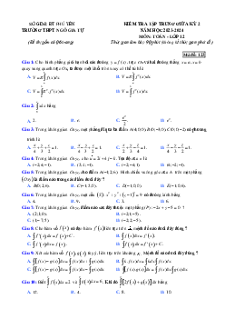 Đề giữa kỳ 2 Toán 12 năm 2023 – 2024 trường THPT Ngô Gia Tự – Phú Yên