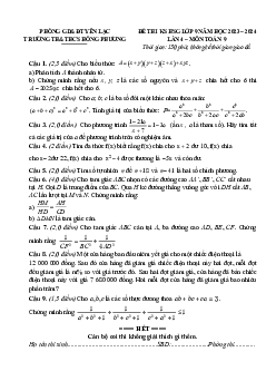 Đề khảo sát HSG Toán 9 lần 4 năm 2023 – 2024 trường Hồng Phương – Vĩnh Phúc