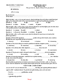 Đề kiểm tra minh họa Tiếng Anh 10 Bộ Giáo dục và Đào tạo (có đáp án)