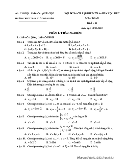 Ôn tập giữa kì 2 Toán 11 năm 2022 – 2023 trường THPT Trần Phú – Hà Nội