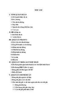 Báo cáo bào tập lớn môn Quản lý dự án phần mềm đề tài "Quản lý dự án xây dựng phần mềm quản lý nhà hàng"