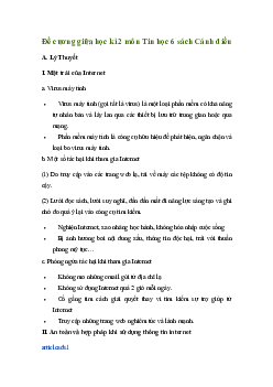 Đề cương ôn tập giữa học kì 2 môn Tin học 6 sách Cánh diều