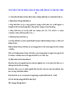 Giải Hóa 9 bài 34: Khái niệm về hợp chất hữu cơ và hoá học hữu cơ
