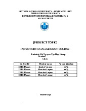 Project report template | Môn Inventory Management - Trường Đại học Quốc tế, Đại học Quốc gia Thành phố Hồ Chí Minh