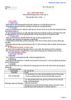 Bài 1: Phép biến hình | Giáo án Chuyên đề Toán 11 Kết nối tri thức
