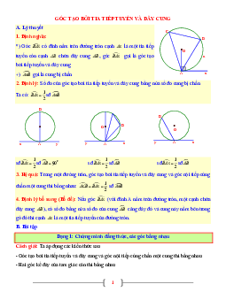 Tài liệu Toán 9 chủ đề góc tạo bởi tia tiếp tuyến và dây cung