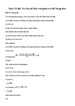Giải Toán 10 KNTT Bài 13: Các số đặc trưng đo xu thế trung tâm