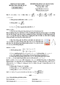 Đề khảo sát Toán 9 lần 3 năm 2021 – 2022 trường THCS Thanh Quan – Hà Nội