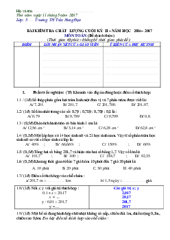 Đề thi học kì 2 môn Toán lớp 5 trường Tiểu học Trần Hưng Đạo, Đắk Lắk năm 2016 - 2017
