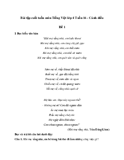 Giải Bài tập cuối tuần lớp 4 môn Tiếng Việt Cánh diều - Tuần 16
