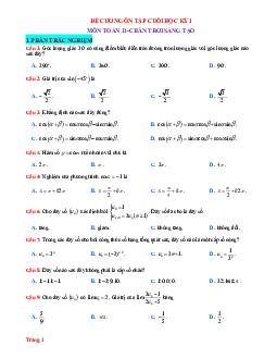 Đề cương ôn tập học kỳ 1 Toán 11 Chân trời sáng tạo