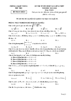 Đề tham khảo Toán thi vào 10 năm 2023 – 2024 phòng GD&ĐT thị xã Phú Thọ