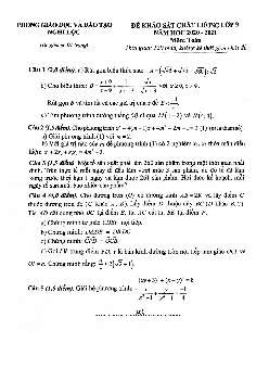 Đề khảo sát chất lượng Toán 9 năm 2020 – 2021 phòng GD&ĐT Nghi Lộc – Nghệ An
