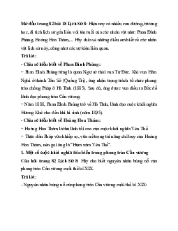 Giải SGK Lịch sử 8 bài 18: Phong trào chống Pháp trong những năm 1885 - 1896 | Kết nối tri thức