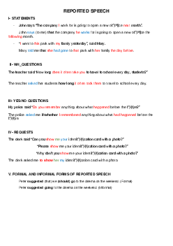 Reported Speech | Anh văn chuyên ngành | Đại học Khoa học Xã hội và Nhân văn, Đại học Quốc gia Thành phố HCM