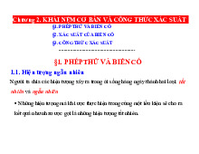 Chương 2: Khái niệm cơ bản avf công thức xác suất | Môn xác suất thống kê