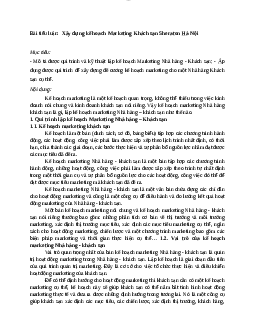 Tiểu luận "Xây dựng kế hoạch Marketing Khách sạn Sheraton Hà Nội"