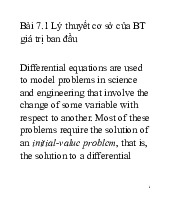 Bài 7.1: Lý thuyết cơ sở của BT giá trị ban đầu trong Phương trình Vi phân. Môn Phương pháp tính trong kỹ thuật (UET) | Trường Đại học Công nghệ, Đại học Quốc gia Hà Nội.