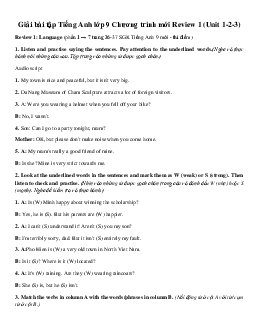 Giải bài tập Tiếng Anh lớp 9 Chương trình mới Review 1 (Unit 1-2-3)
