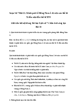 Giải Lịch sử 7 Bài 11: Khái quát về Đông Nam Á từ nửa sau thế kỉ X đến nửa đầu thế kỉ XVI | Chân trời sáng tạo