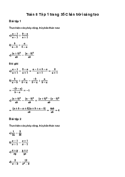 Toán 8 Bài 6: Cộng, trừ phân thức - Chân trời sáng tạo